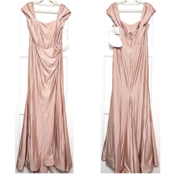 NWT CYNTHIA & SAHAR Stretch Satin Off Shoulder Corset Bodice Mermaid Gown XL‎ - Picture 3 of 6